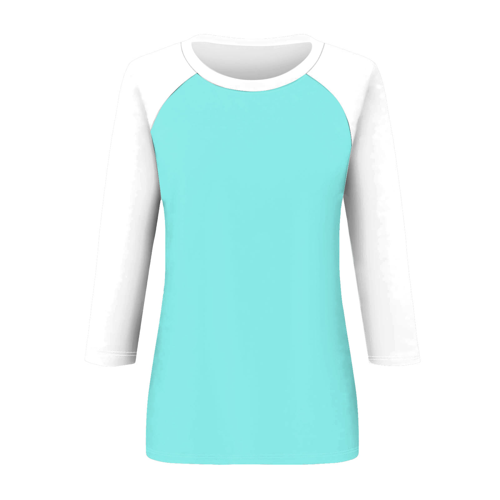 thumbnail image 4 of Camiseta raglán de manga 3/4 para mujer: cuello redondo, estampado informal, versátil para todas las estaciones (S-XXL), 4 of 5